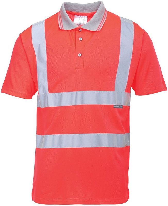 S477 - Hi-Vis Korte Mouw Polo - Geel - 100% Polyester - Ademend, Reflecterende Striping, UPF 40+