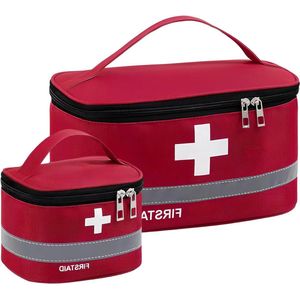 2 stuks draagbare reis-apotheektas grote capaciteit medicijnenopbergtas noodtas lege EHBO-tas voor reizen thuis kantoor rood A