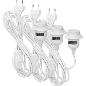 Lampfitting - E27 - Wit - Compleet met Snoer en Stekker - 3 Stuks