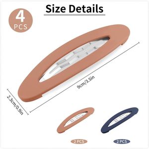 Inovra - Set van 4 Grote Snap Haarspeldjes Blauw & Oranje - Matte Snap Clips Haarspelden Medium - Haaraccessoires voor Vrouwen en Meisjes . - Haaraccessoire