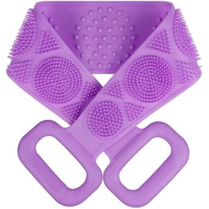 TRANKIELO® - Siliconen Bad Borstel & Body Scrubber – Zachte Exfoliërende Doucheborstel – Massage en Diepe Reiniging – 70cm Lang – Paars
