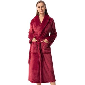 Unyqoos® Comfortabele en warme fleece badjas voor dames met sjaalkraag en ceintuur