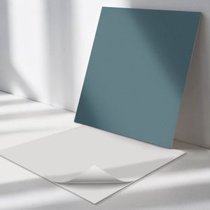 Wallfluent Vinyl Wandpaneel - Donkerblauwe kleur Zelfklevend Muurpaneel - 50 cm x 50 cm - Turkoois Vinyl Wandpaneel - Verpakking van 4 stuks - Vierkant Wandbekleding Vinyl - Patroon Wandpaneel - Vinyl Wandbekleding - Wandpaneel Keuken en Badkamer