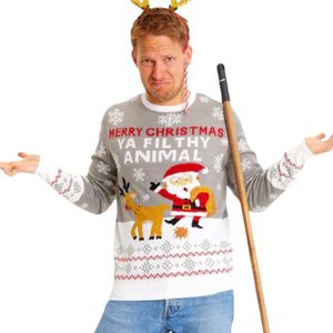 Foute Kersttrui Dames & Heren - Christmas Sweater ""Merry Christmas, Ya Filthy Animal"" - Mannen & Vrouwen Maat XS - Kerstcadeau