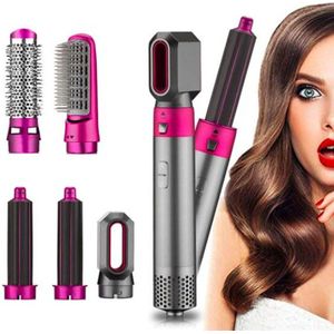 5in1 - Föhnborstels & Krulborstel - Grijs Rood - 1000 Watt