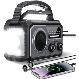 Azomor® Draagbare noodradio met zonne-energie en zaklamp voor outdoor avonturen