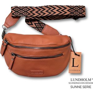 Lundholm heuptasje dames - fanny pack dames festival tasje - cadeau voor vriendin - dubbele rits | Scandinavian Design - Sunne Serie Cognac
