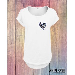 Shirt met print ""Panter hart blauw"" | wit / XL (42-44)