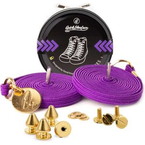 Quick shoelaces - Met één hand veters strikken - Casual Violet - Schoenveter met fixatie spikes - Violet