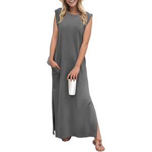 Maxi Jurk met Split en Zakken voor Dames - Elegante Zomer Casual Shirt Jurk