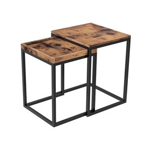 Sidetable - bijzettafel - 2delig uitschuifbaar 45x45x55 bruin