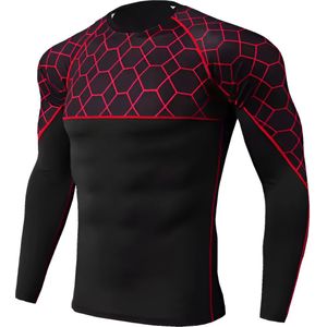 E-shop4u® - Thermisch T-Shirt Mannen - Lange Mouw - Compressie - Snel Droog - Ski Ondergoed - Maat S - Rood
