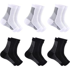 Enkelcompressiekousen - Ademend en Zweetabsorberend - Enkelbescherming - Rekbare Sokovertrekken - Zacht - Sportsokkenovertrekken - Zwart 10-20 - Set van 6
