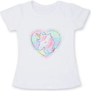 Eenhoorn tshirt meisje - pailletten eenhoorn shirt - Unicorn T-shirt pailletten - maat 128/134 / XXL - meisjes eenhoorn shirt 8 - 9 jaar