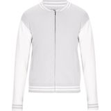 MO - Gebreid Vest - Stone Grey/Wit - Met Ritssluiting - Lange Mouwen