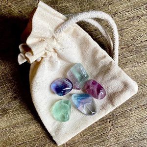Fluoriet - Balans -Zaksteentjes in Buidel - Edelsteen