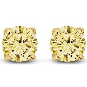 New Bling 9NBG-0560 Gouden Oorknopjes met Zirkonia 3mm - Geel - Rond - 14 Karaat - Goud