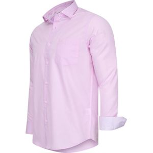 Cappuccino Italia - Heren Overhemden Overhemd Uni - Roze - Maat XL