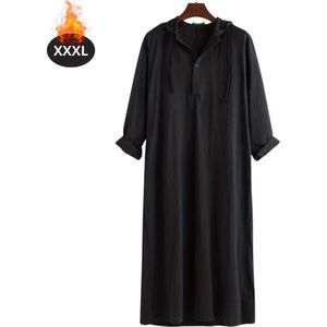 Bovista Islamitische Kleding - Djellaba Heren - Moslim Kleding - Arabisch Mannen Kaftan - Alhamdulillah - Zwart XXXL