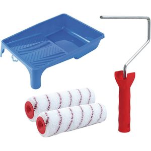 Sorex pluisvrije verfrollers schilderen set - met beugel en verfbak - 2x anti spat rollers - breedte 18 cm