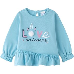 Newness - sweater - meisjes - turquoise - love unicorns - maat 92