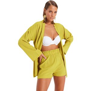 Trendyol Olie Groene Geweven Kimono Shorts Strandset Tbess23Au00089