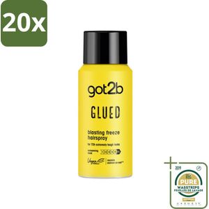 20 x Got2B - Haarspray - Glued Mini - 100 ml - Grootverpakking - Haarspray Mini - Extreme Hold - Handige Haarspray - Vegan Haarspray - Haarspray Voor Reizen