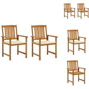 vidaXL Buitenstoelen - Gelat hout - Stevig - stabiel - Crème kussens - Afmetingen 61x57x92cm - Acaciahout - Polyester kussen - Tuinstoel