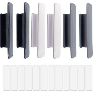 Zelfklevende handgrepen met banden - 6 stuks - zwart/wit/grijs