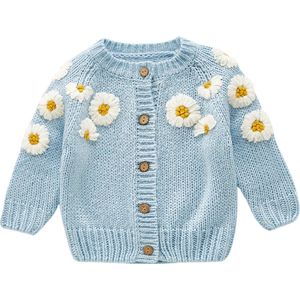 Joya Kids® Madeliefjes Vestje Baby Blauw | Vest voor kinderen van 6 maanden tot 3 jaar | Gehaakt Truitje | Lief Motief Trui Jongens en Meisjes | Maat 86/92