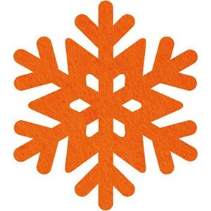 Sneeuwvlok 3 vilt onderzetters  - Oranje - 6 stuks - ø 9,5 cm - Kerst onderzetter - Tafeldecoratie - Glas onderzetter - Cadeau - Woondecoratie - Tafelbescherming - Onderzetters voor glazen - Keukenbenodigdheden - Woonaccessoires - Tafelaccessoires
