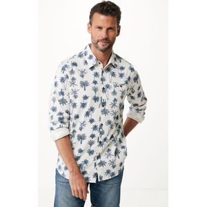 Seersucker Shirt With Palm Allover Print Mannen - Off White - Maat L