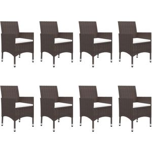 vidaXL Tuinset - Tuinsets - Loungeset - Tuintafel - 9-delige Tuinset met kussens bruin