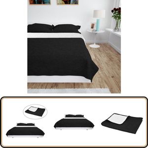 vidaXL Dubbelzijdige Bedsprei 170x210 cm Zwart/Wit Comfortabele Beddengoed - Quilts - Bedspreien - Katoenen Bedsprei - Dubbele Bedsprei
