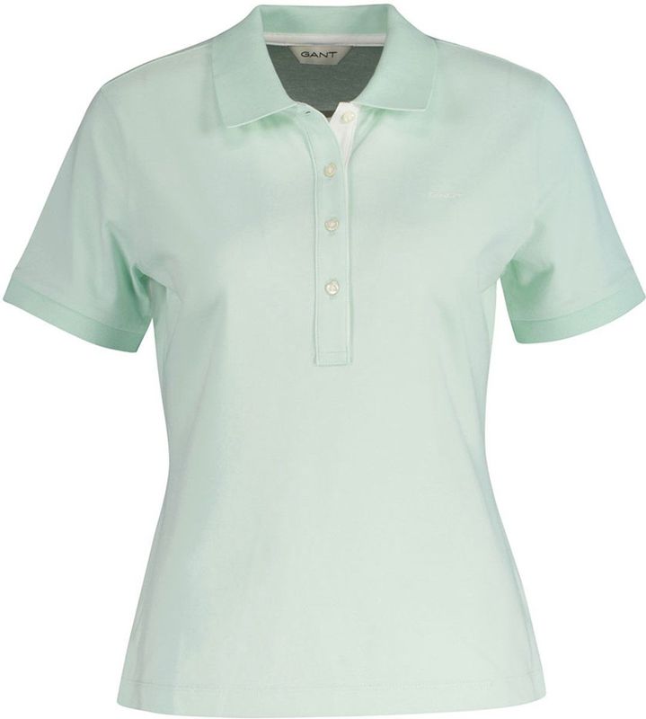 Gant Contrast Collar Korte Mouw Poloshirt Groen S Vrouw