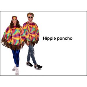 Hippie poncho multi kleuren one size - Thema feest festival verjaardag party verkleedkleding Toppers 70s and 80s hippie summer Mexico