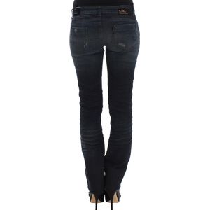 Blauwe skinny jeans met pijpen