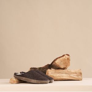 Travelin' Get-Home Dames Slip-On sloffen - Wollen pantoffels - Suede zool - Bruin