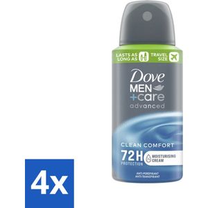 4 x Dove Men+Care Deodorant - Clean Comfort - 75 ml - Deodorant Spray - Anti-transpirant - Mannen Deodorant - Dove Men+Care - 72 Uur Bescherming