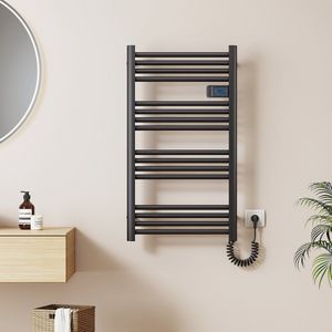 EMKE Elektrische Handdoekradiator - Met Smart Thermostaat - Mat Zwart - 96x54 cm - 500W - Badkamer Radiator - Elektrische Radiator