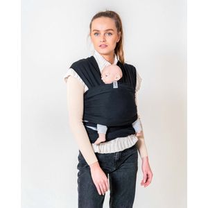 ByKay Stretchy Wrap Classic Ergonomische Draagdoek - Rekbare Draagdoek voor Newborn tm 18kg - 100% Organisch Katoen - Buik- en Heupdragend - Zwart - Maat one size
