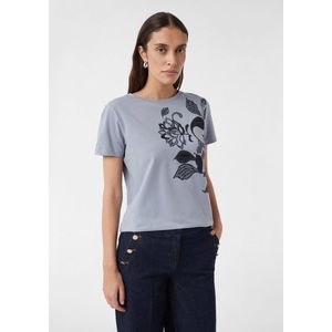 comma - T-Shirt - Katoenmix - Casual Cool - Normale Pasvorm - Korte Mouwen