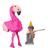 Relaxdays pinata flamingo - ophangen - voor kinderen - zelf vullen - verjaardag - roze