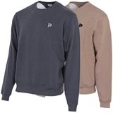 2-Pack Donnay - Fleece sweater ronde hals (Dean) - Sporttrui - Heren - Navy/Taupe-grey (725) - maat S