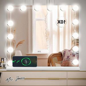 Mrs. Jones Hollywood-spiegel met dimbare lichten in 3 lichtmodi touch control make-upspiegel voor kaptafel slaapkamer 50 x 40 cm .