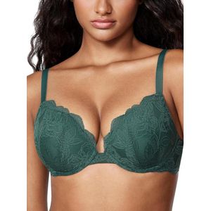 Allecto plus - Push Up BH met Kant en Voorgevormde Cups - Volledige Cup - Vrouwenlingerie - Zwarte Beugel BH