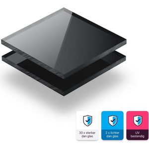 Plexiglas plaat 3 mm dik - 80 x 40 cm - Spiegel Antraciet