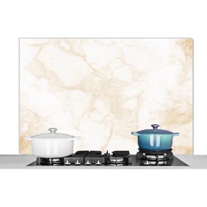 Spatscherm keuken 120x80 cm - Kookplaat achterwand Marmer - Wit - Goud - Luxe - Muurbeschermer - Spatwand fornuis - Hoogwaardig aluminium