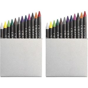 2x Waskrijtjes 12 stuks gekleurd - Crayons/wasco krijtjes - Kleuren/tekenen/knutselen