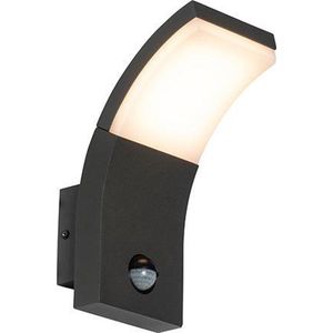 QAZQA litt - Moderne LED Wandlamp met Bewegingsmelder | Bewegingssensor | sensor voor buiten - 1 lichts - D 13.4 cm - Donkergrijs - Buitenverlichting